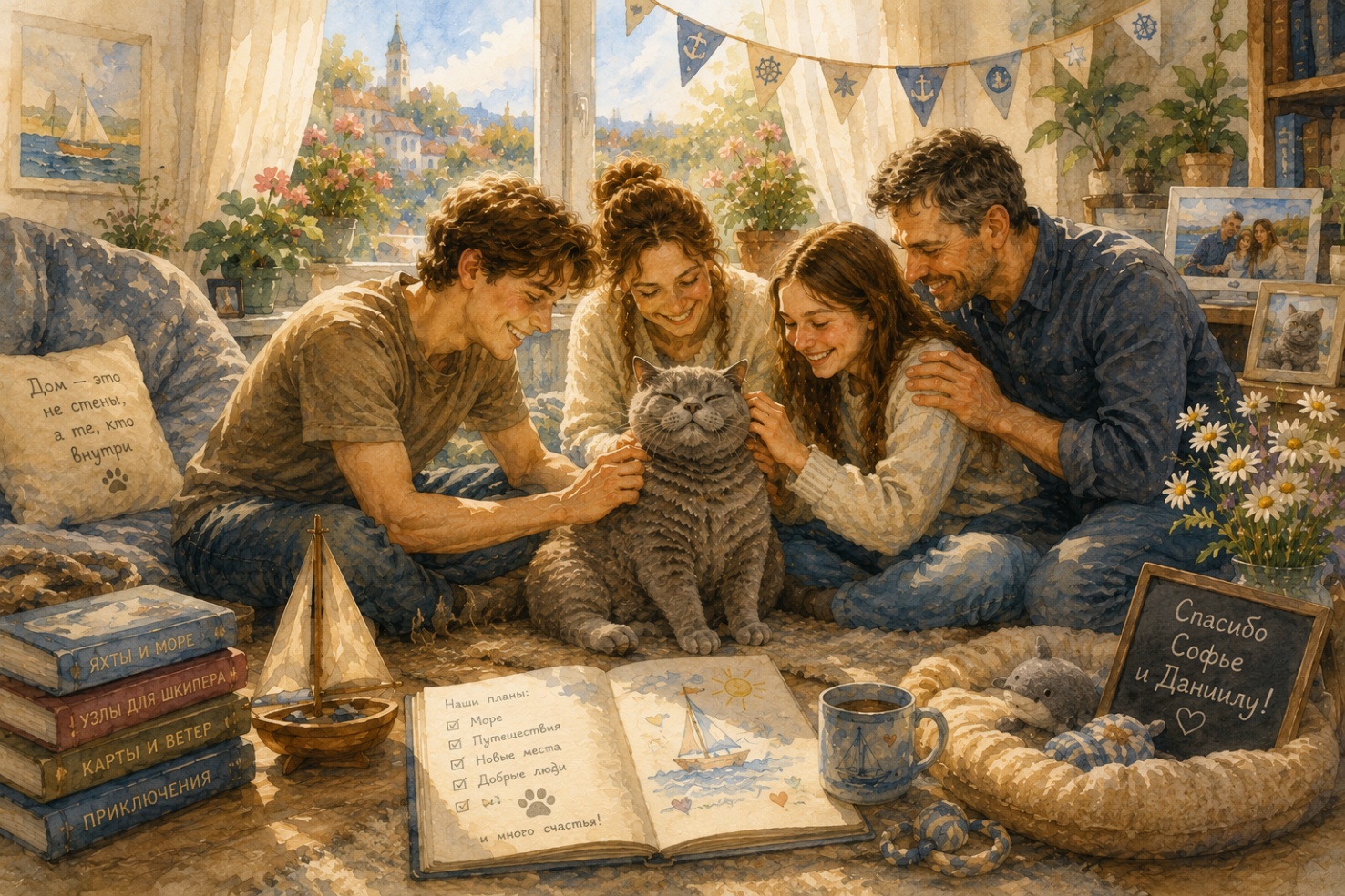 Carlos mit Sergej, Nastja, Sofia und Daniil